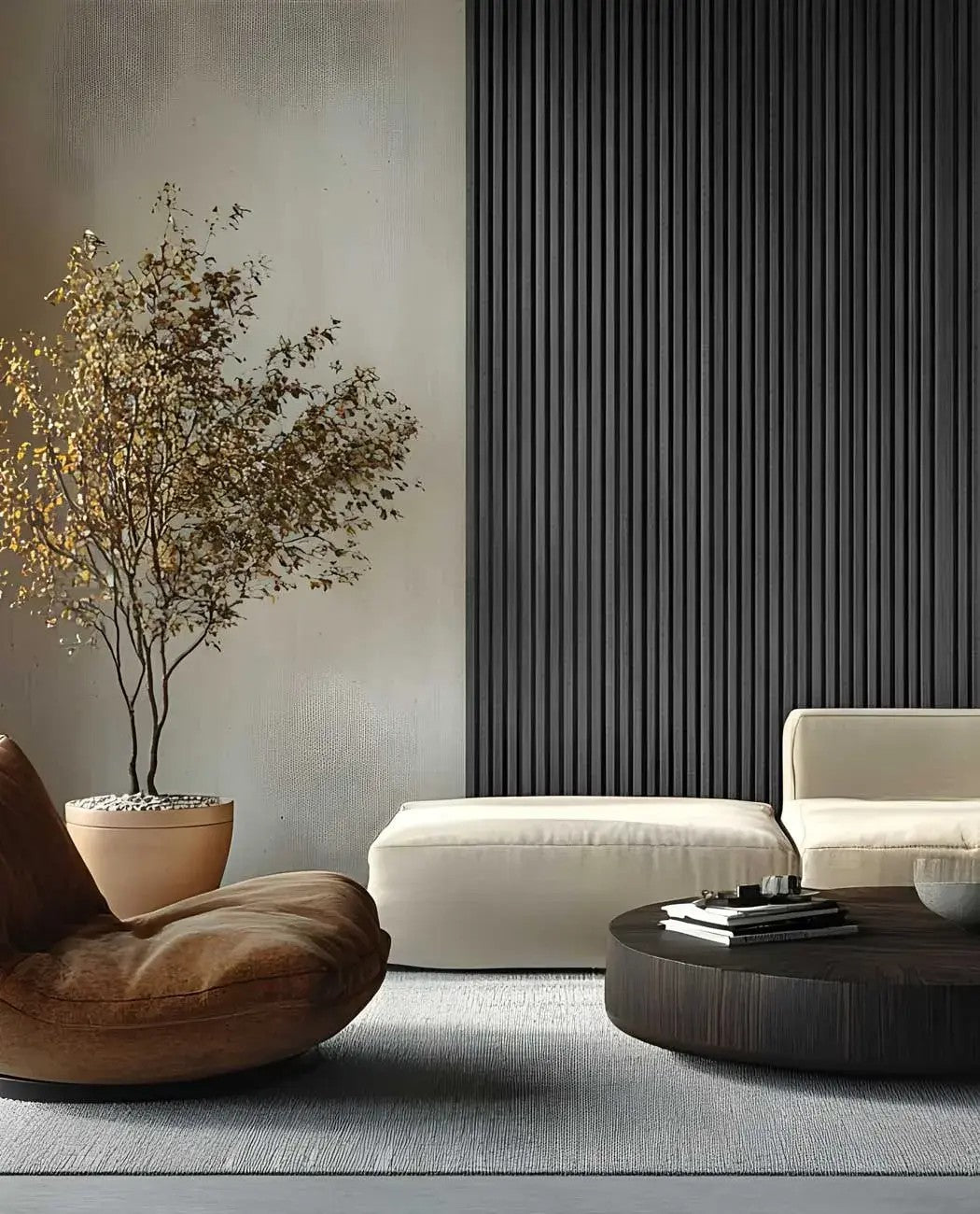 Panel alistonado de pared Acero en un ambiente decorado (imagen de ambiente)